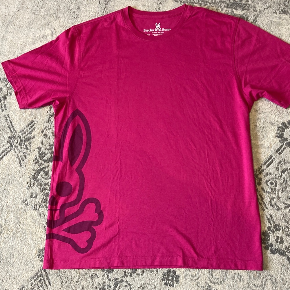 Psycho Bunny Men's Magenta Graphic Tee